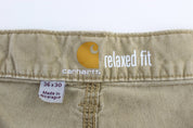 Carhartt Logo Patch Light Tan Relaxed Fit Pants - ThriftedThreads.com