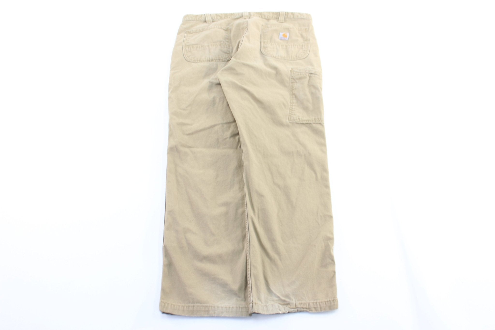 Carhartt Logo Patch Light Tan Relaxed Fit Pants - ThriftedThreads.com