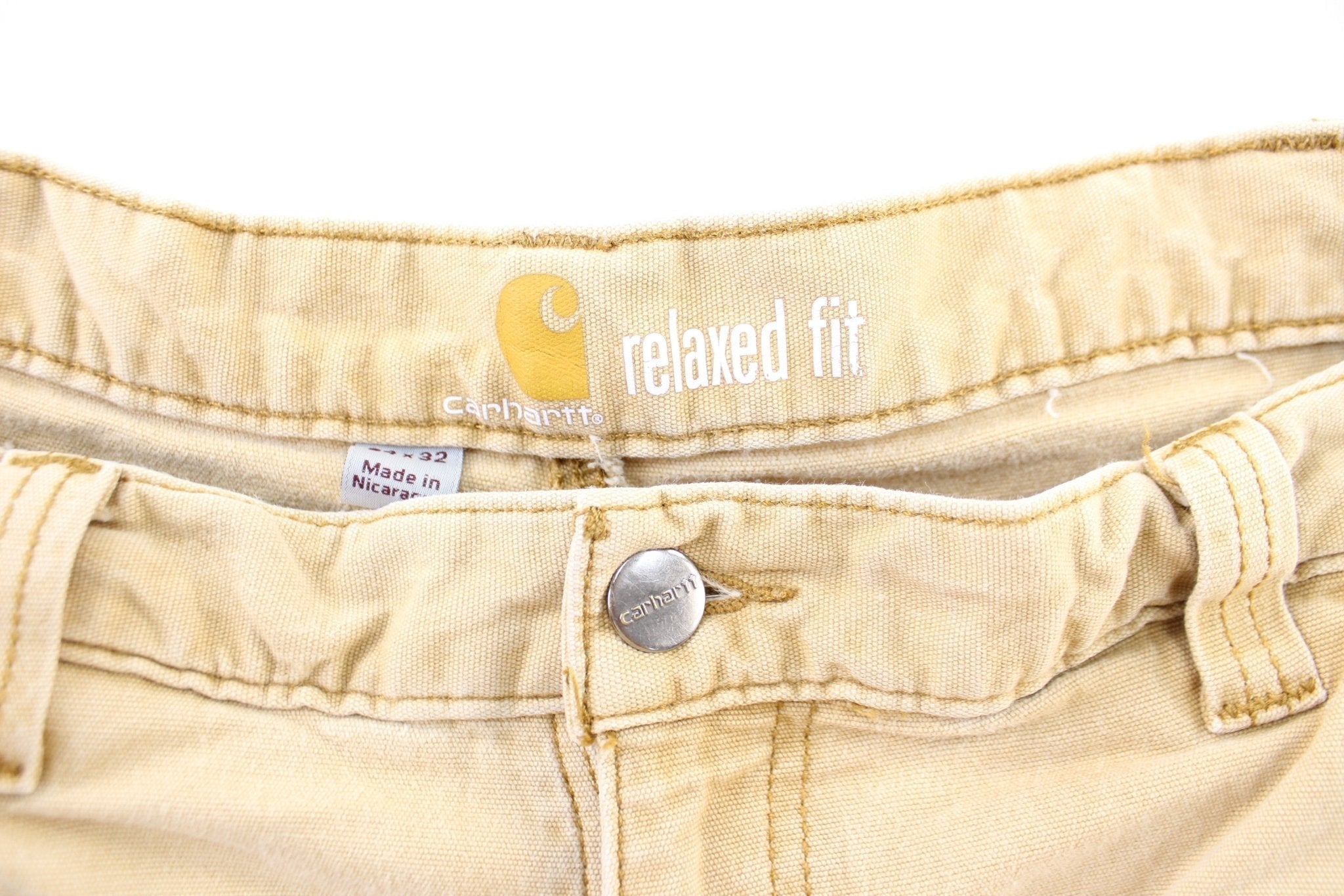 Carhartt Logo Patch Light Tan Relaxed Fit Pants - Pants/Shorts - Thrifted Threads