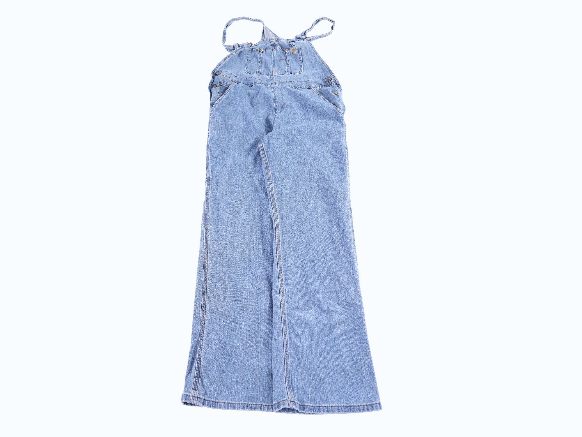Carhartt Logo Patch Light Wash Denim Overalls - Overalls - Thrifted Threads