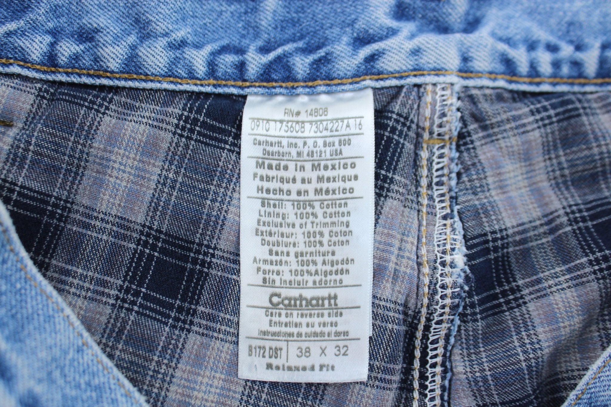 Carhartt Logo Patch Lined Relaxed Fit Denim Jeans - ThriftedThreads.com
