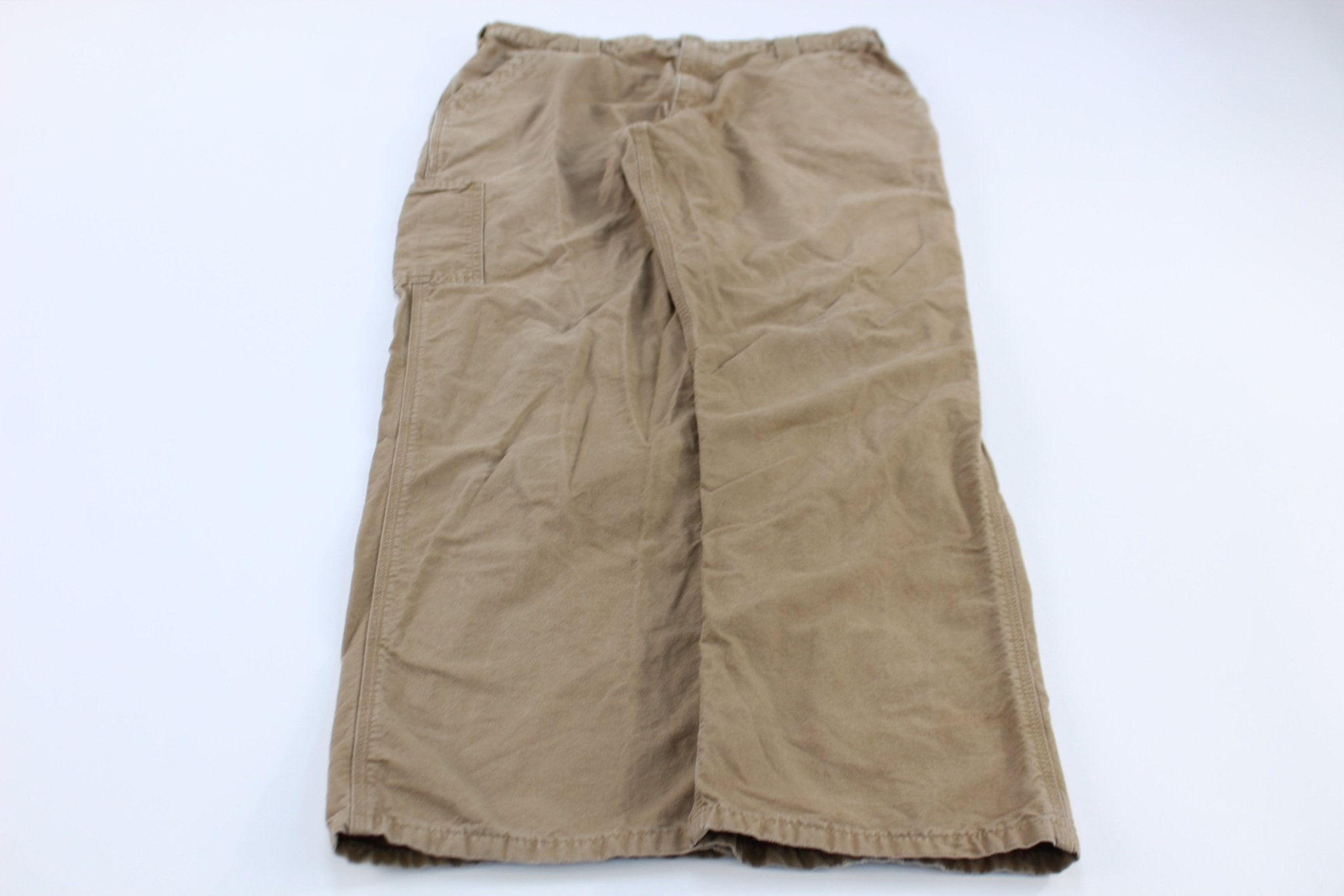 Carhartt Logo Patch Loose Original Fit Dark Khaki Pants - ThriftedThreads.com