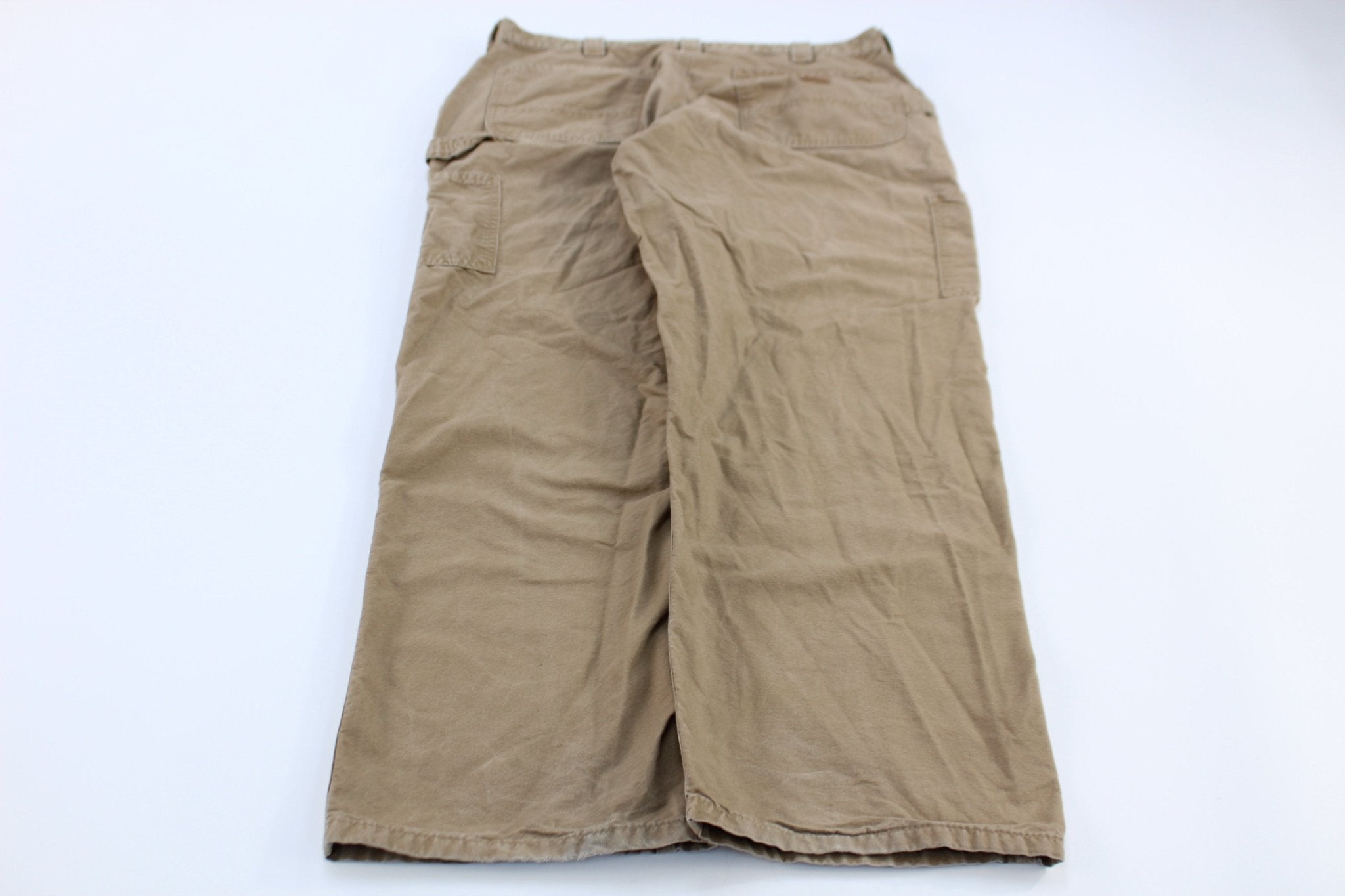 Carhartt Logo Patch Loose Original Fit Dark Khaki Pants - ThriftedThreads.com