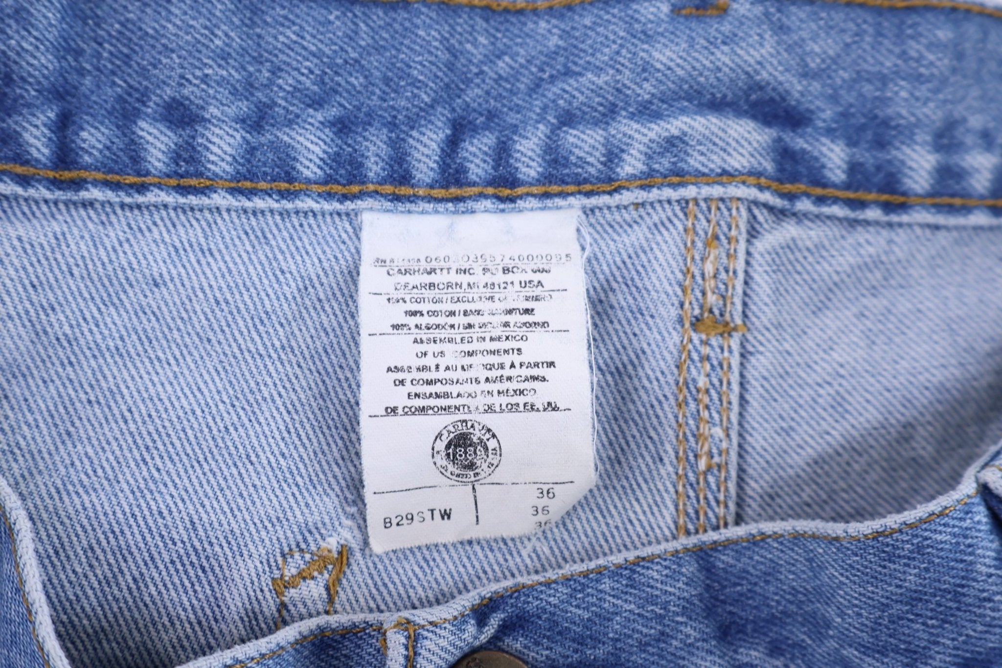 Carhartt Logo Patch Medium Wash Denim Shorts - Pants/Shorts - Thrifted Threads