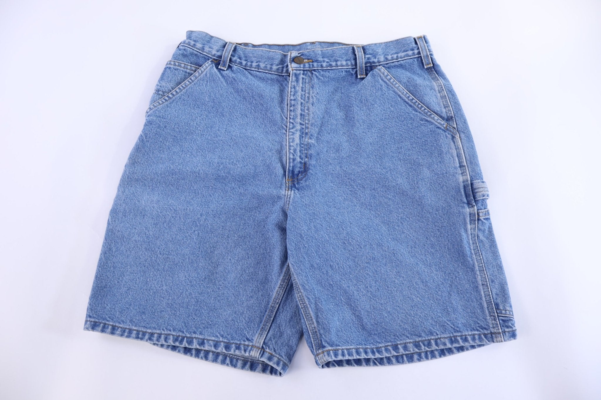 Carhartt Logo Patch Medium Wash Denim Shorts - Pants/Shorts - Thrifted Threads