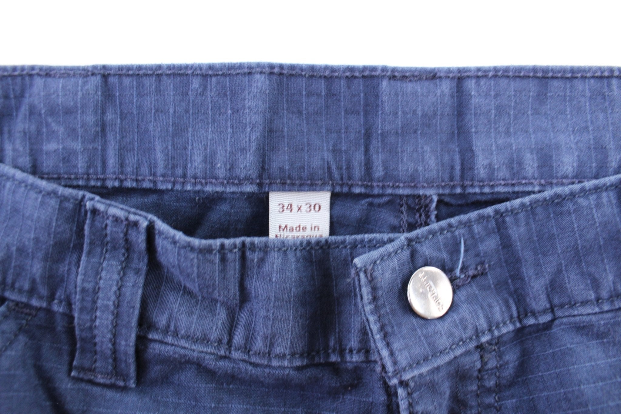 Carhartt Logo Patch Navy Blue Cargo Pants - ThriftedThreads.com