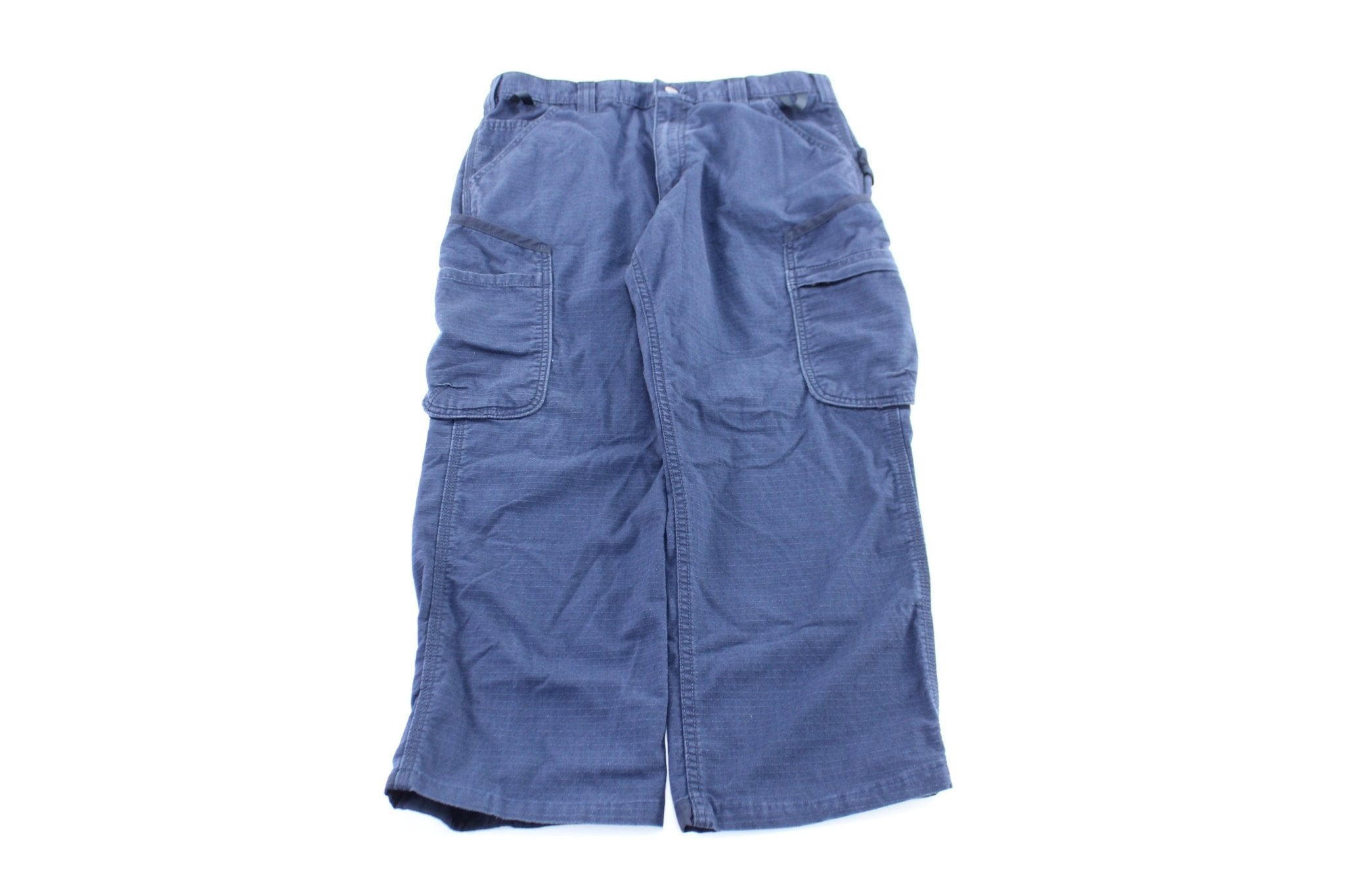 Carhartt Logo Patch Navy Blue Cargo Pants - ThriftedThreads.com