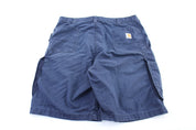 Carhartt Logo Patch Navy Blue Cargo Shorts - ThriftedThreads.com