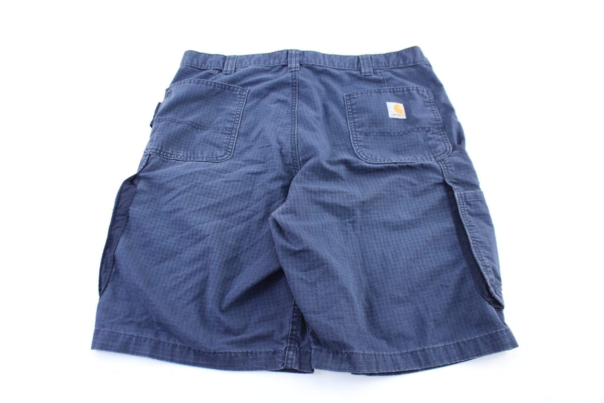 Carhartt Logo Patch Navy Blue Cargo Shorts - ThriftedThreads.com