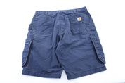 Carhartt Logo Patch Navy Blue Cargo Shorts - ThriftedThreads.com