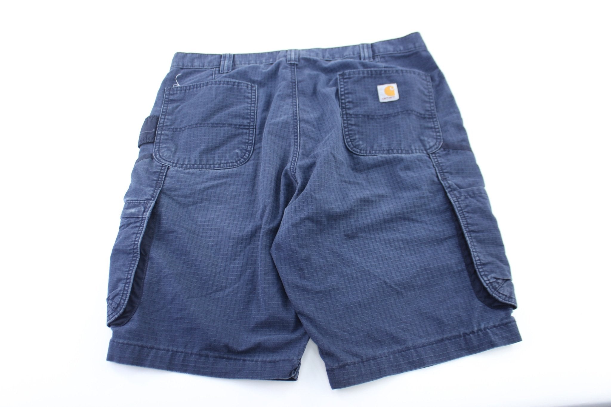 Carhartt Logo Patch Navy Blue Cargo Shorts - ThriftedThreads.com