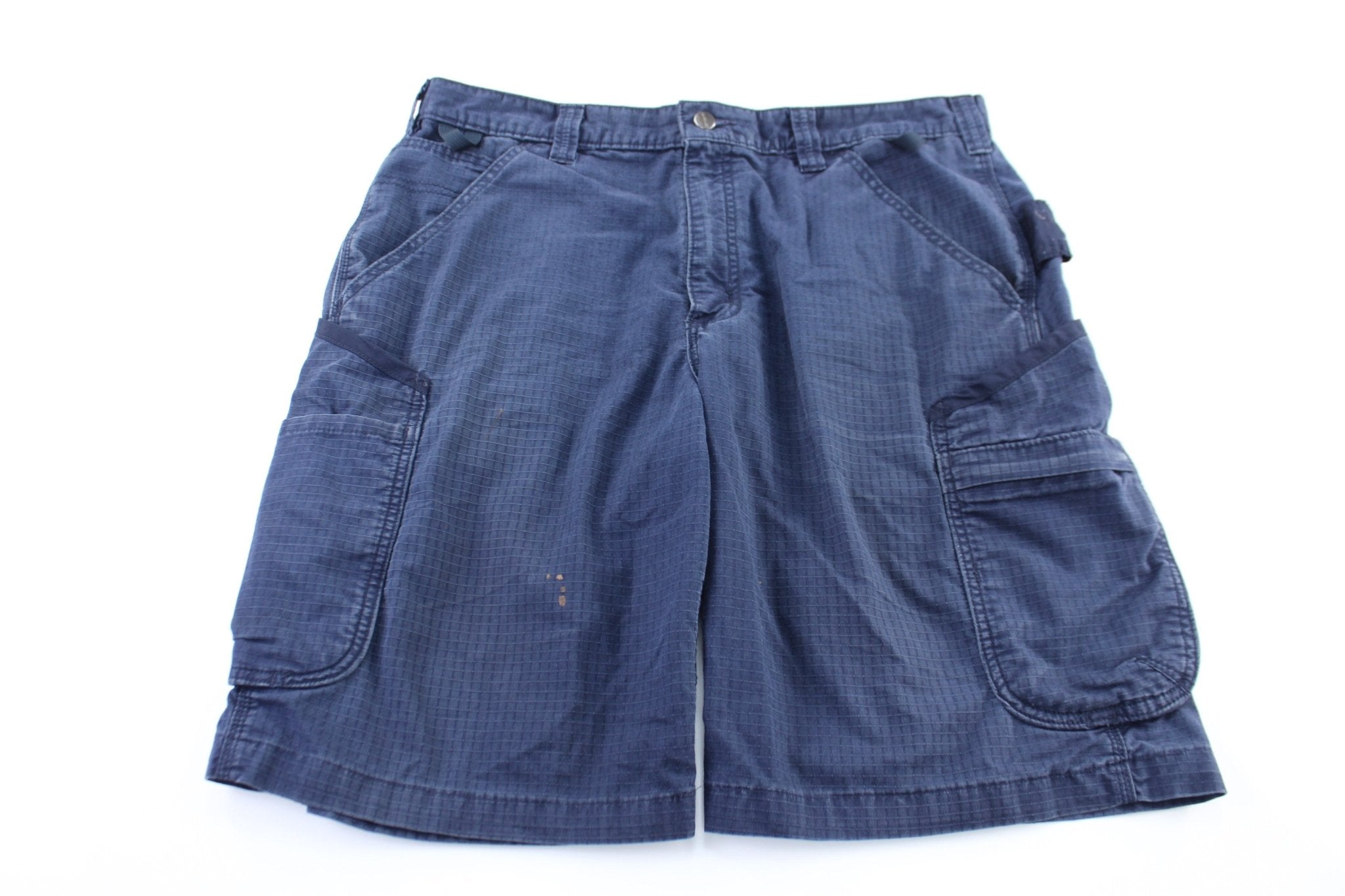 Carhartt Logo Patch Navy Blue Cargo Shorts - ThriftedThreads.com