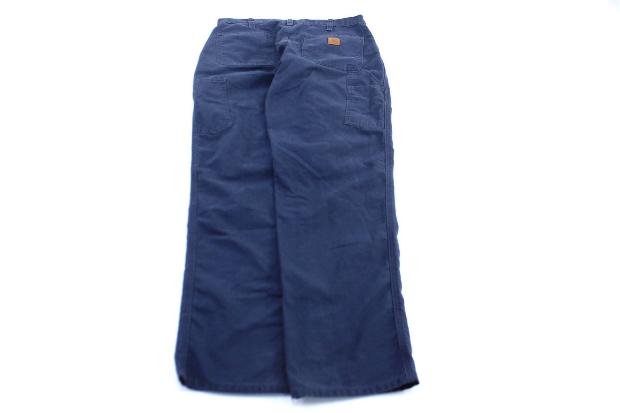Carhartt Logo Patch Navy Blue Carpenter Pants - ThriftedThreads.com