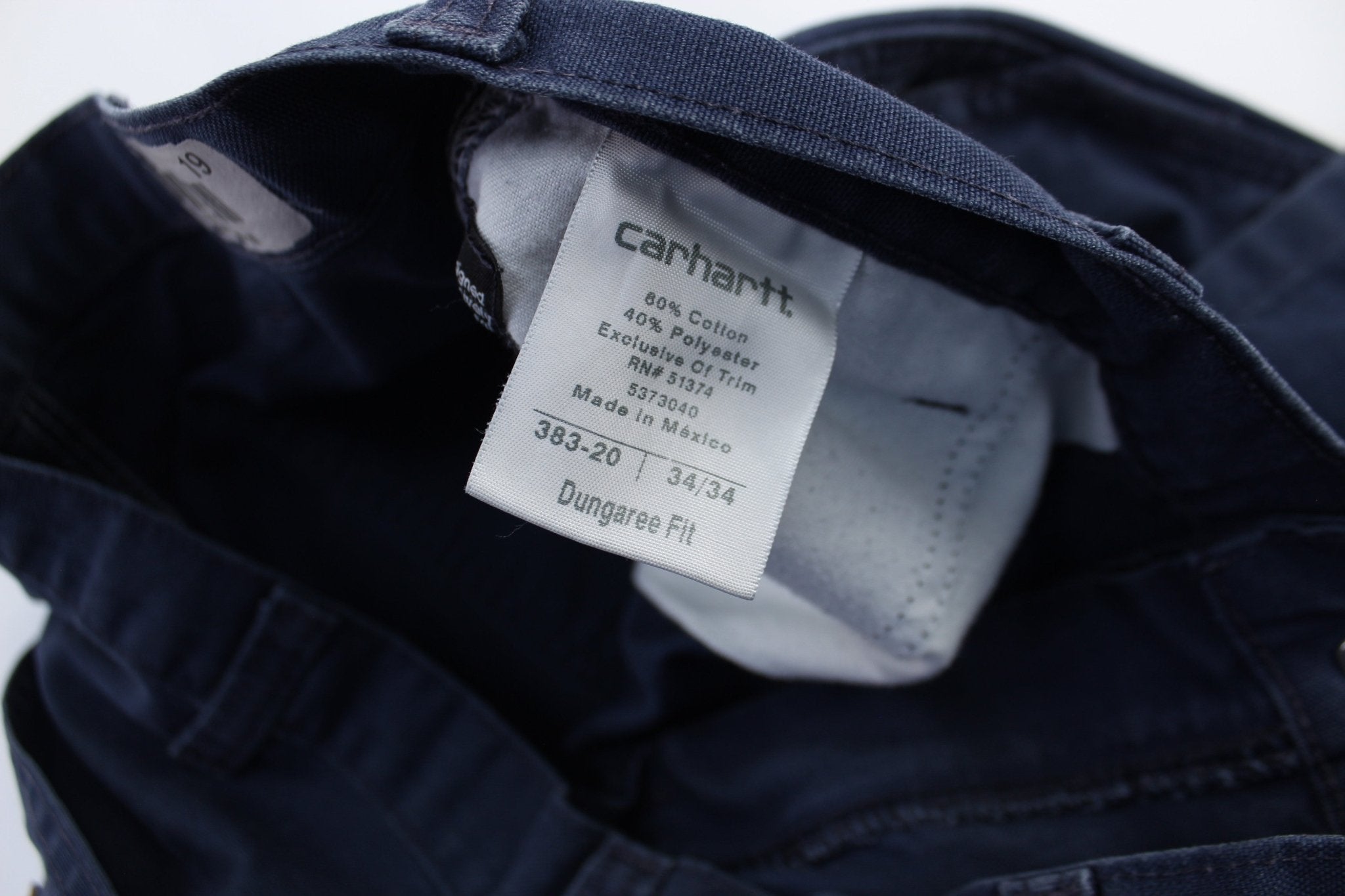 Carhartt Logo Patch Navy Blue Carpenter Pants - ThriftedThreads.com