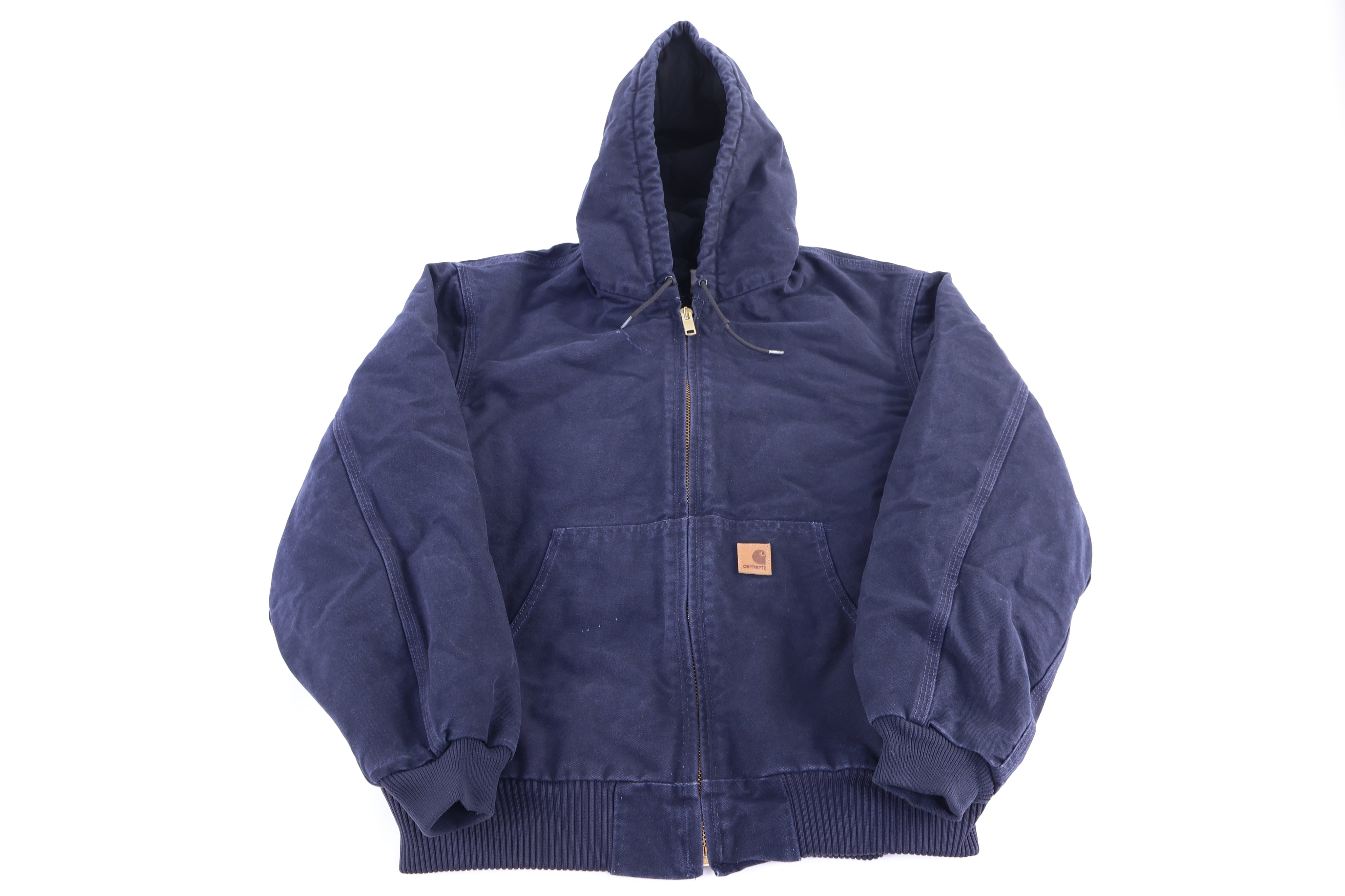 Carhartt Logo Patch Navy Blue Full Zip Jacket - Jacket - Thrifted Threads