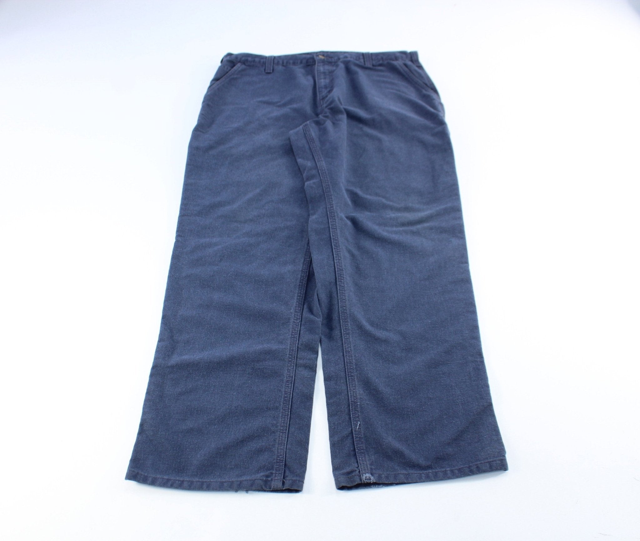 Carhartt Logo Patch Navy Blue Pants - ThriftedThreads.com