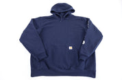 Carhartt Logo Patch Navy Blue Pullover Hoodie - Sweatshirt - Thrifted Threads