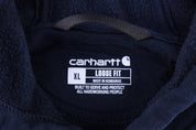 Carhartt Logo Patch Navy Blue Pullover Hoodie - Sweatshirt - Thrifted Threads
