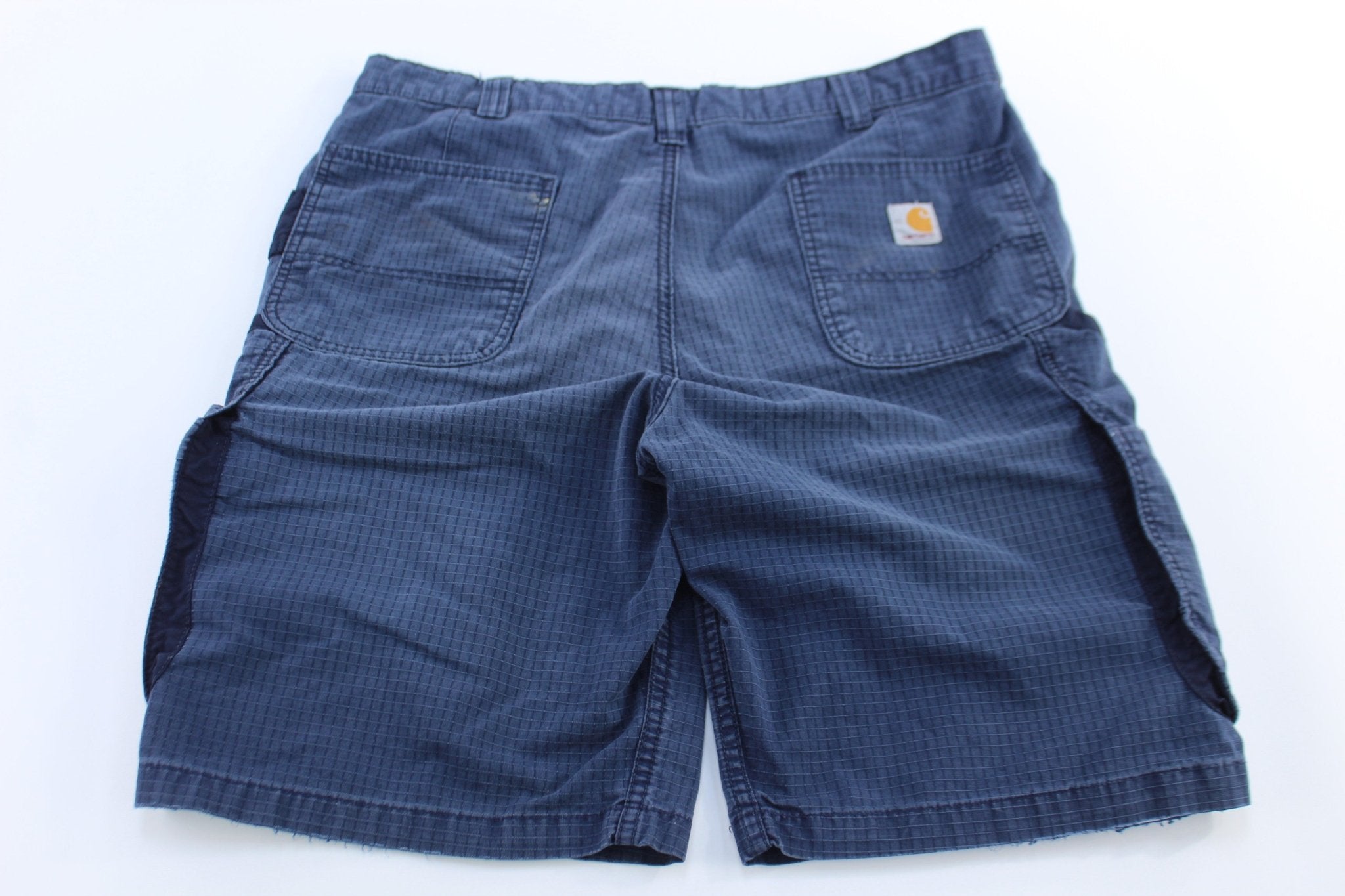 Carhartt Logo Patch Navy Blue Shorts - ThriftedThreads.com