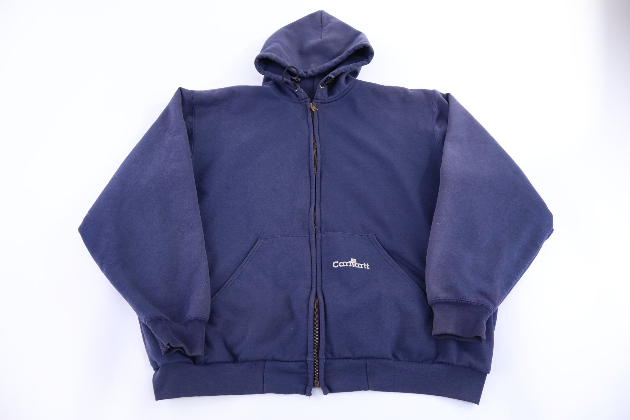 Carhartt Logo Patch Navy Blue Thermal Lined Full Zip Jacket - Jacket - Thrifted Threads