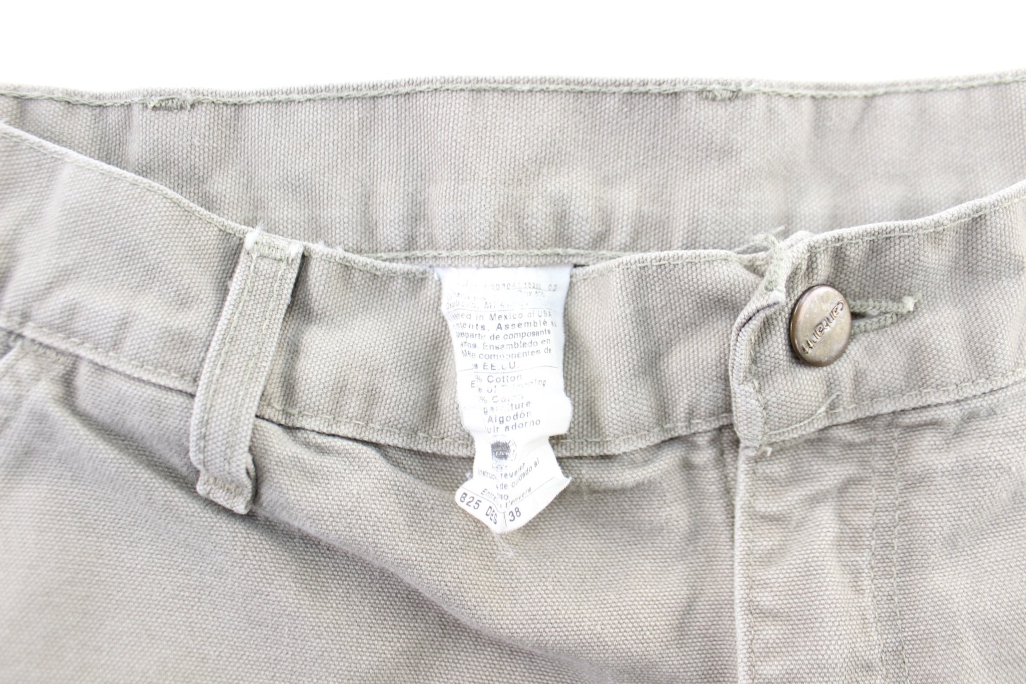 Carhartt Logo Patch Off White Carpenter Shorts - ThriftedThreads.com