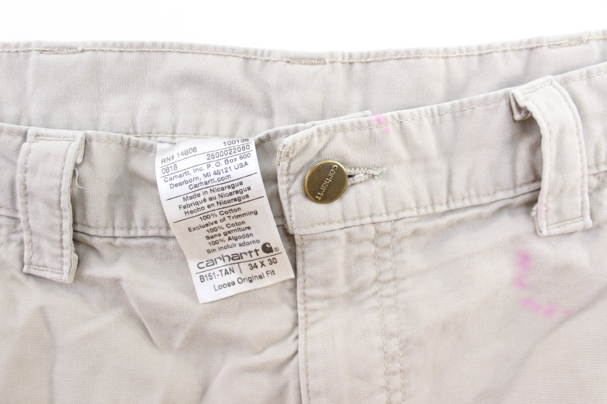 Carhartt Logo Patch Off White Shorts - ThriftedThreads.com