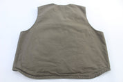 Carhartt Logo Patch Olive Green Sherpa Lined Vest - ThriftedThreads.com
