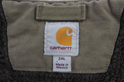 Carhartt Logo Patch Olive Green Sherpa Lined Vest - ThriftedThreads.com