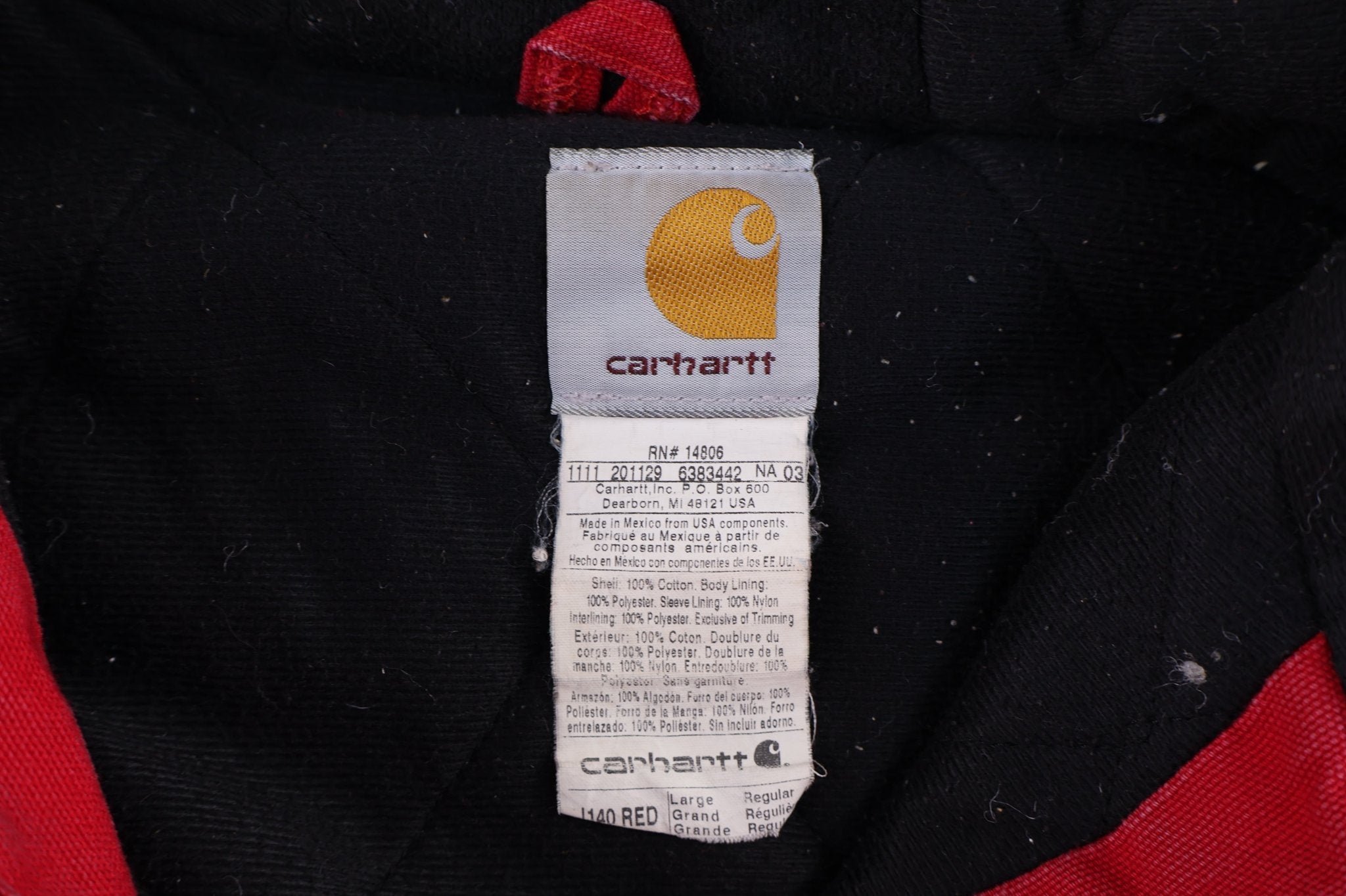 Carhartt Logo Patch Red Full Zip Jacket - Jacket - Thrifted Threads