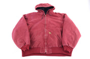 Carhartt Logo Patch Red Full Zip Jacket - Jacket - Thrifted Threads