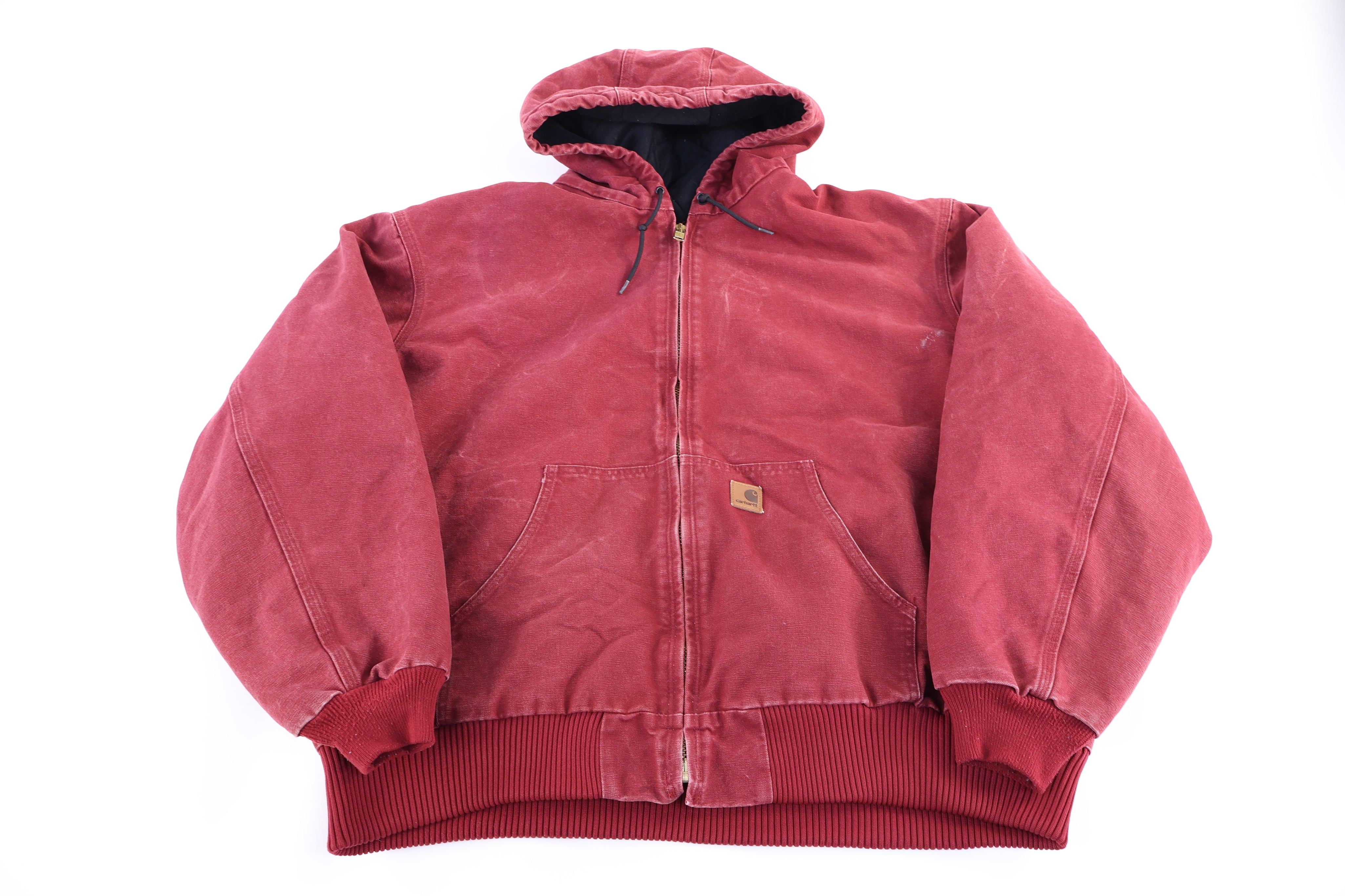 Carhartt Logo Patch Red Full Zip Jacket - Jacket - Thrifted Threads