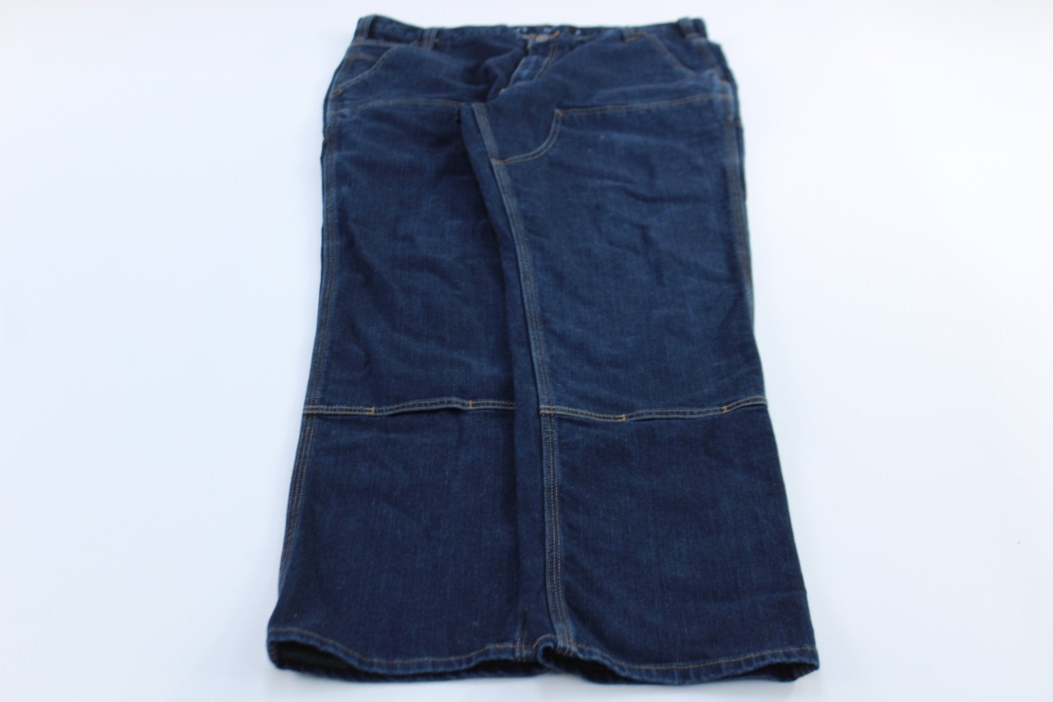 Carhartt Logo Patch Relaxed Fit Double Knee Denim Jeans - ThriftedThreads.com
