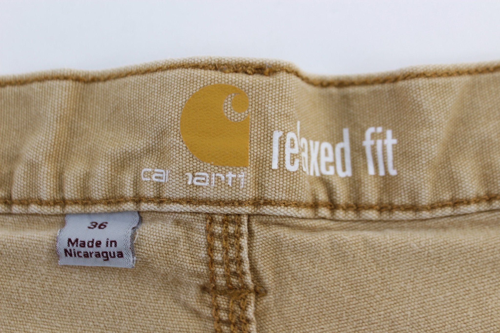 Carhartt Logo Patch Relaxed Fit Tan Shorts - Pants/Shorts - Thrifted Threads