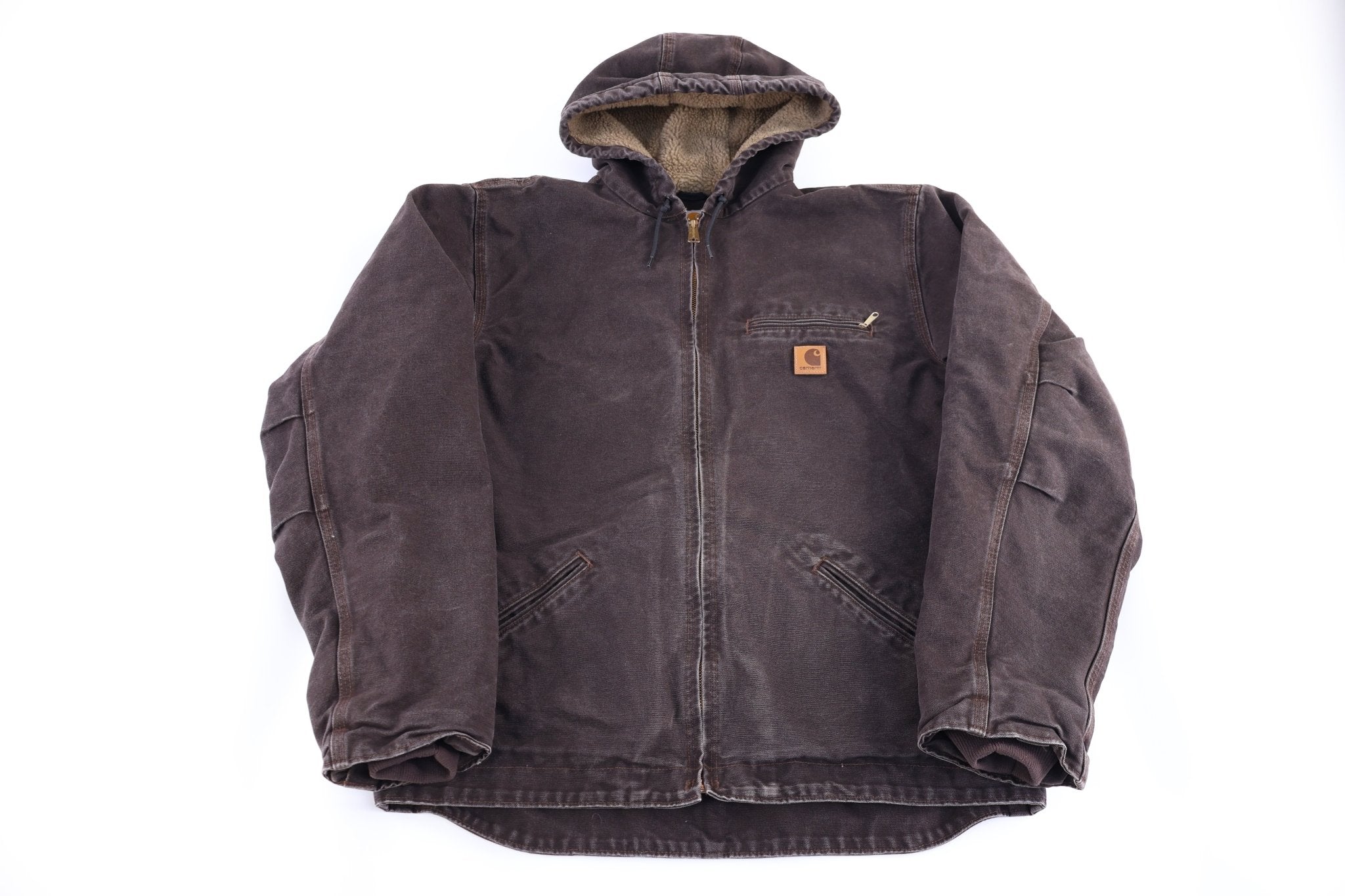Carhartt Logo Patch Sherpa Lined Full Zip Jacket - Jacket - Thrifted Threads