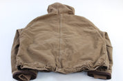 Carhartt Logo Patch Sherpa Lined Tan Hooded Jacket - ThriftedThreads.com