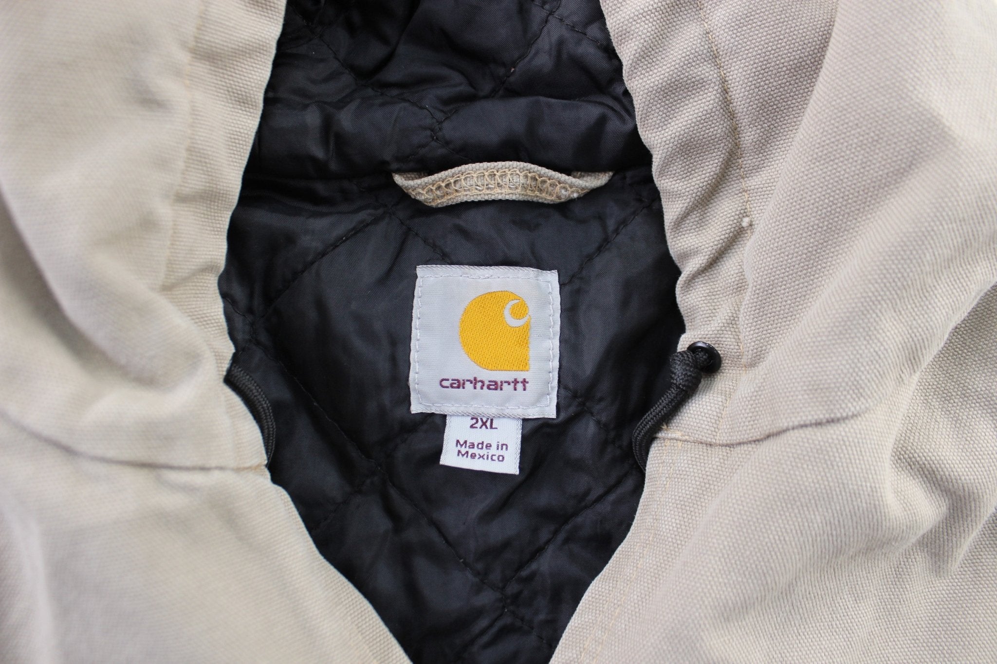 Carhartt Logo Patch Stone Hooded Zip Up Jacket - ThriftedThreads.com