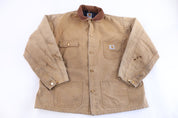 Carhartt Logo Patch Tan Blanket Lined Chore Jacket - Jacket - Thrifted Threads