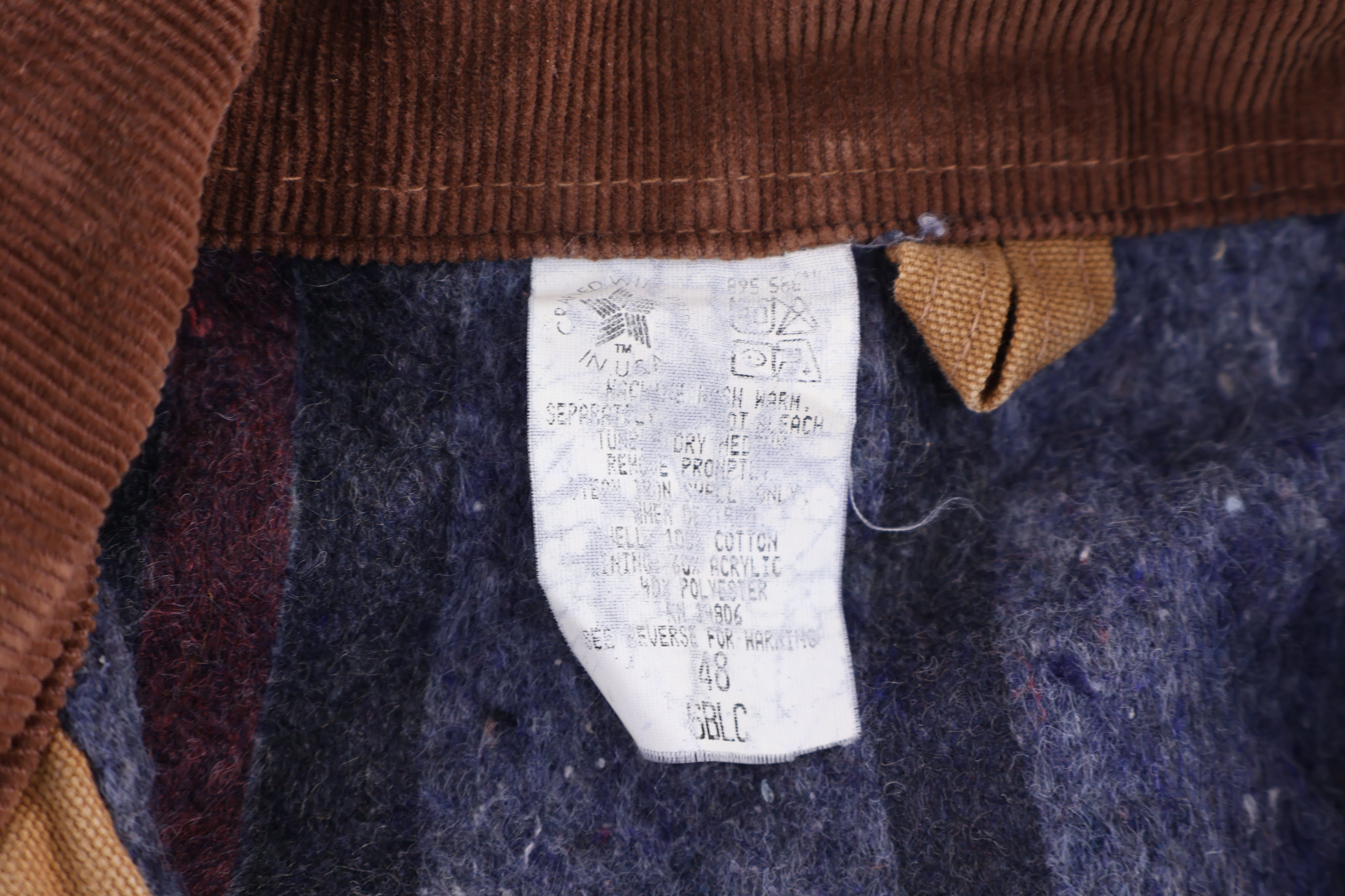 Carhartt Logo Patch Tan Blanket Lined Chore Jacket - Jacket - Thrifted Threads