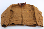 Carhartt Logo Patch Tan Blanket Lined Detroit Jacket - ThriftedThreads.com