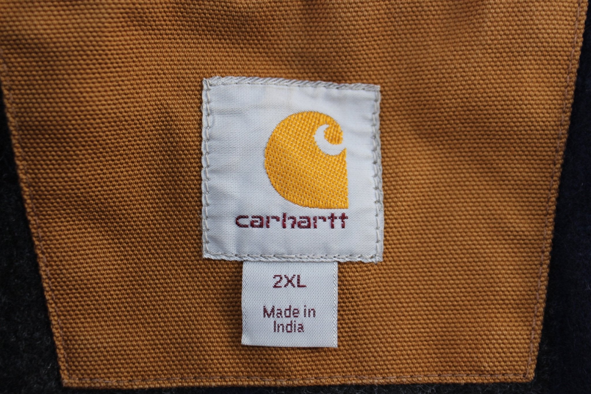 Carhartt Logo Patch Tan Blanket Lined Detroit Jacket - ThriftedThreads.com