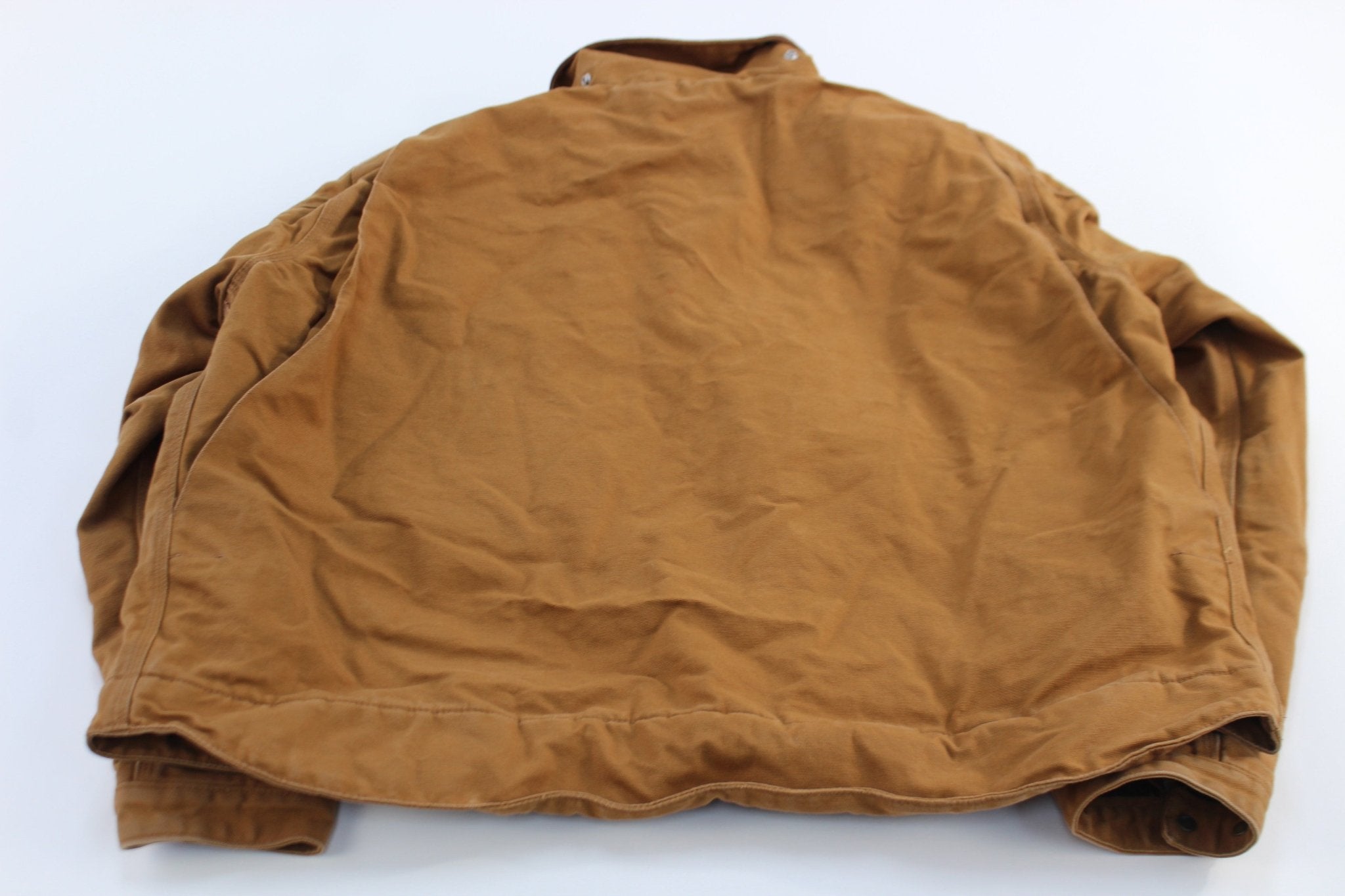 Carhartt Logo Patch Tan Blanket Lined Detroit Jacket - ThriftedThreads.com