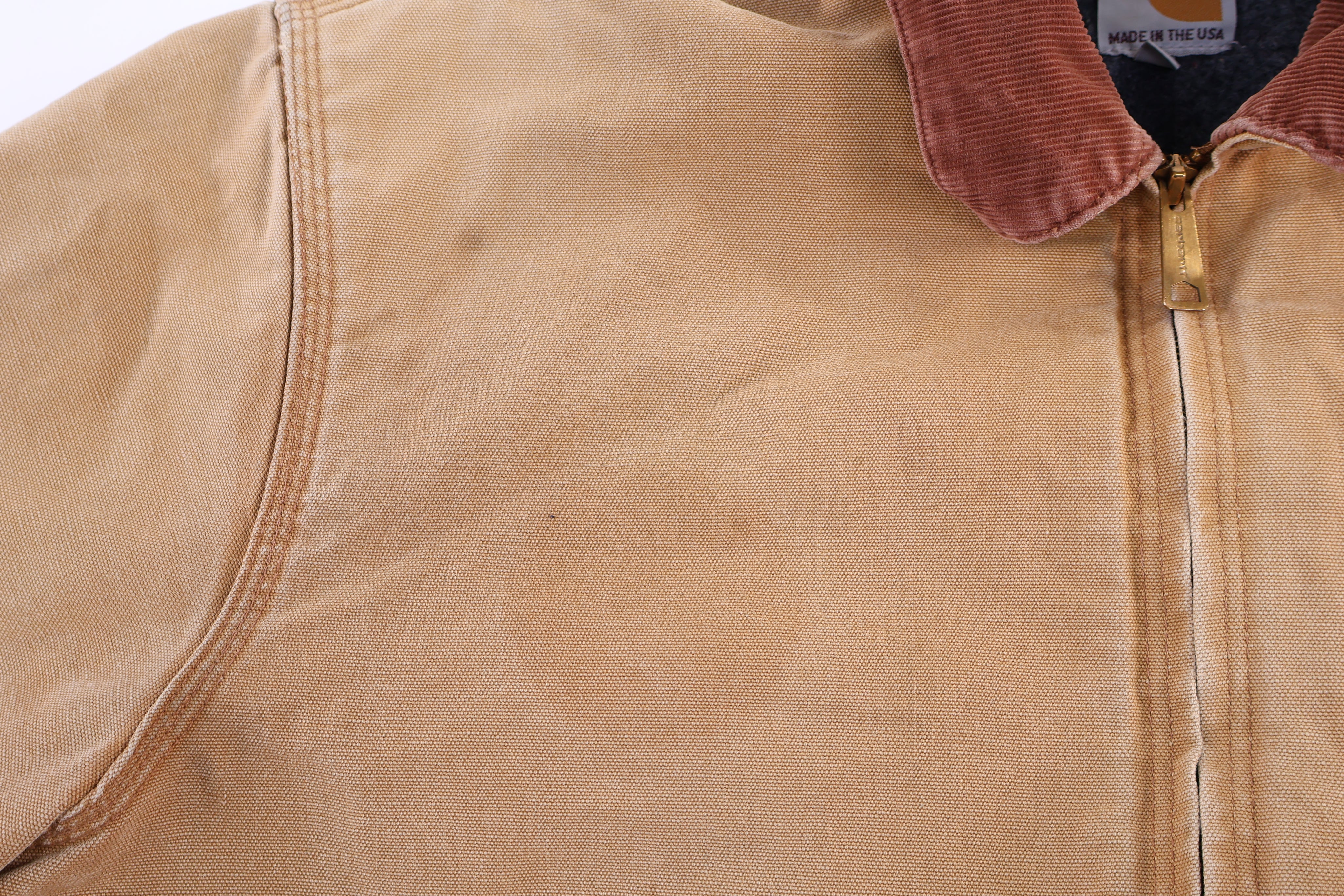 Carhartt Logo Patch Tan Blanket Lined Detroit Jacket - jacket - Thrifted Threads