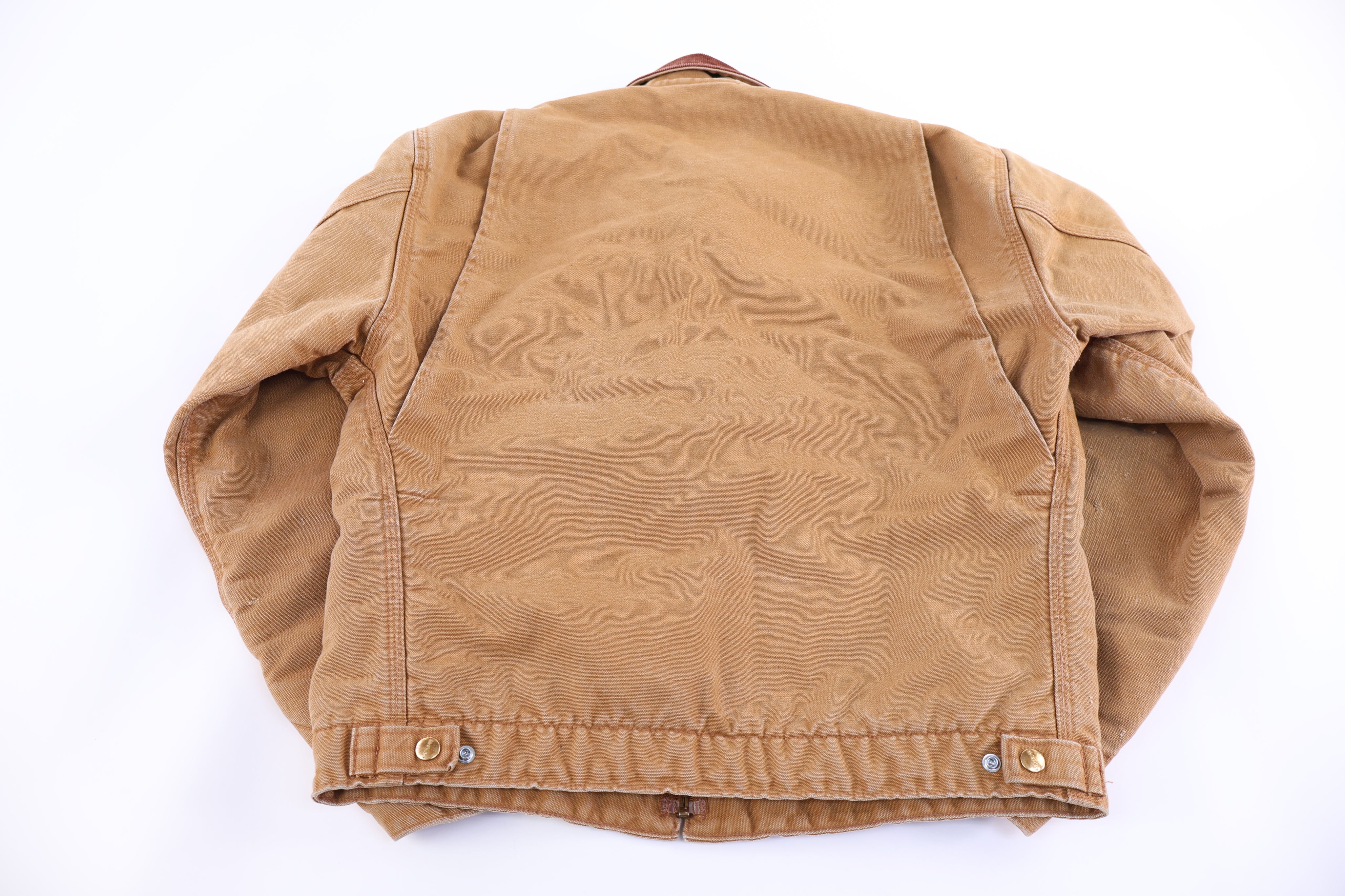 Carhartt Logo Patch Tan Blanket Lined Detroit Jacket - Jacket - Thrifted Threads