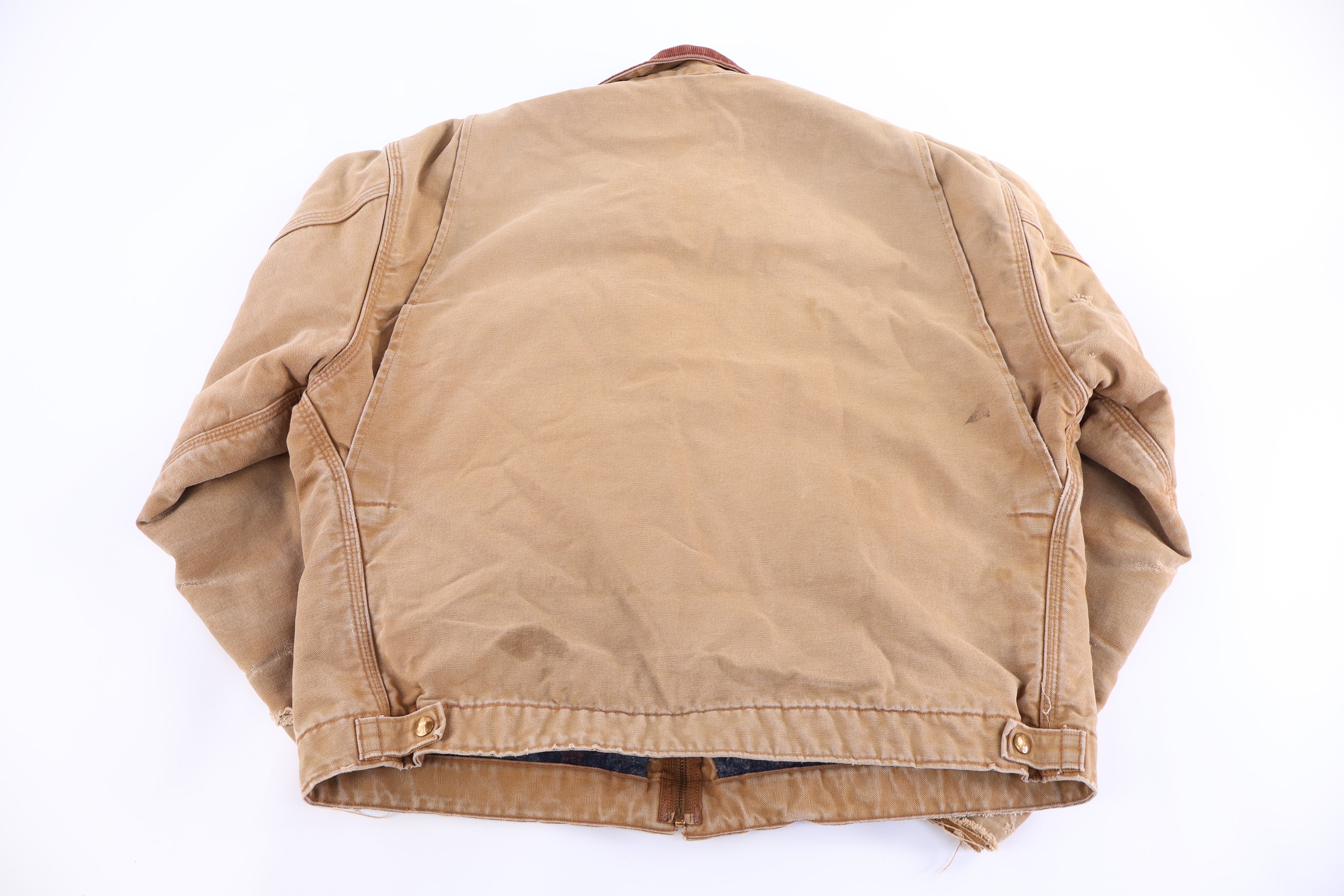 Carhartt Logo Patch Tan Blanket Lined Detroit Jacket - jacket - Thrifted Threads