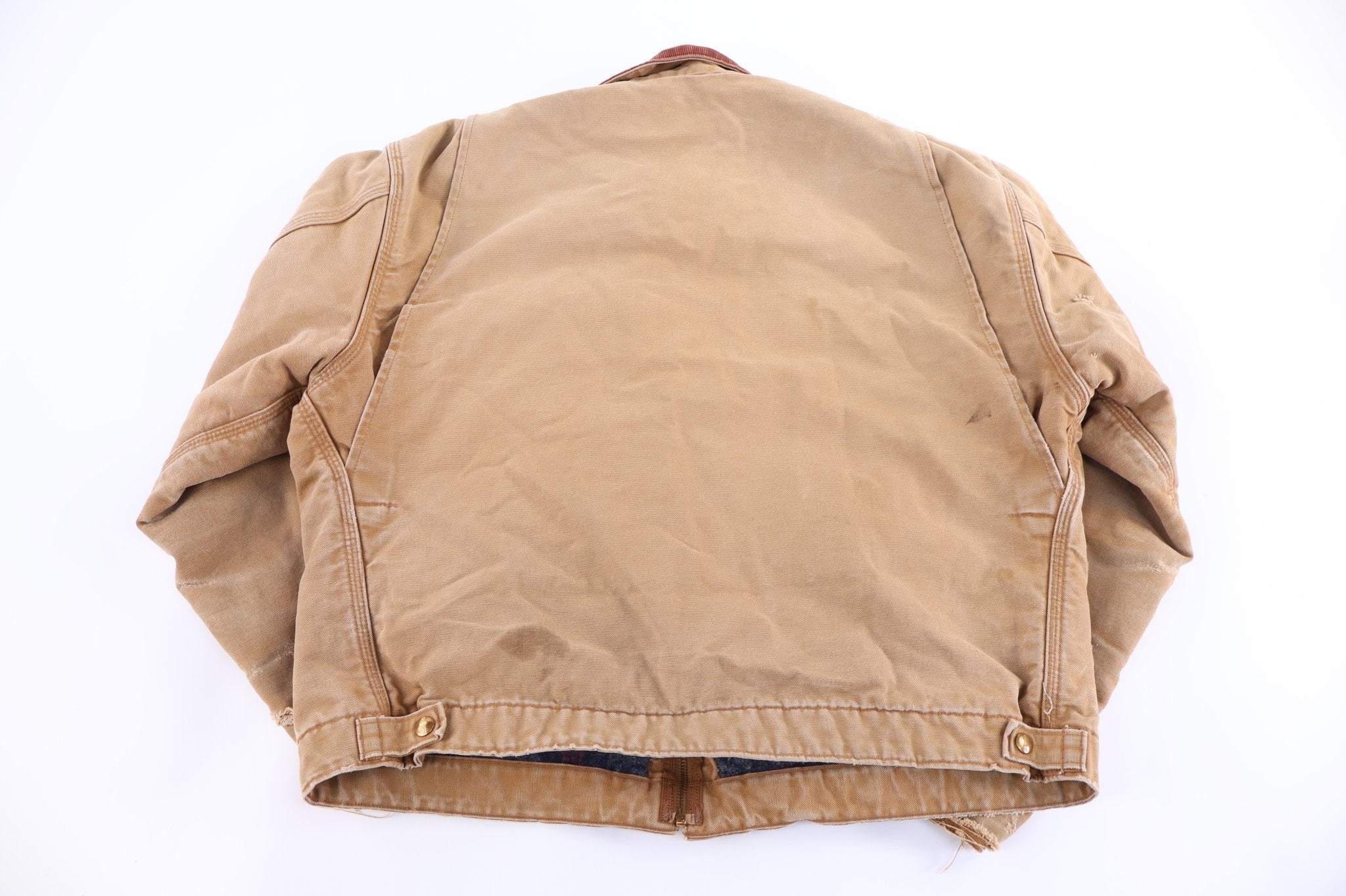 Carhartt Logo Patch Tan Blanket Lined Detroit Jacket - jacket - Thrifted Threads