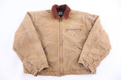 Carhartt Logo Patch Tan Blanket Lined Detroit Jacket - jacket - Thrifted Threads
