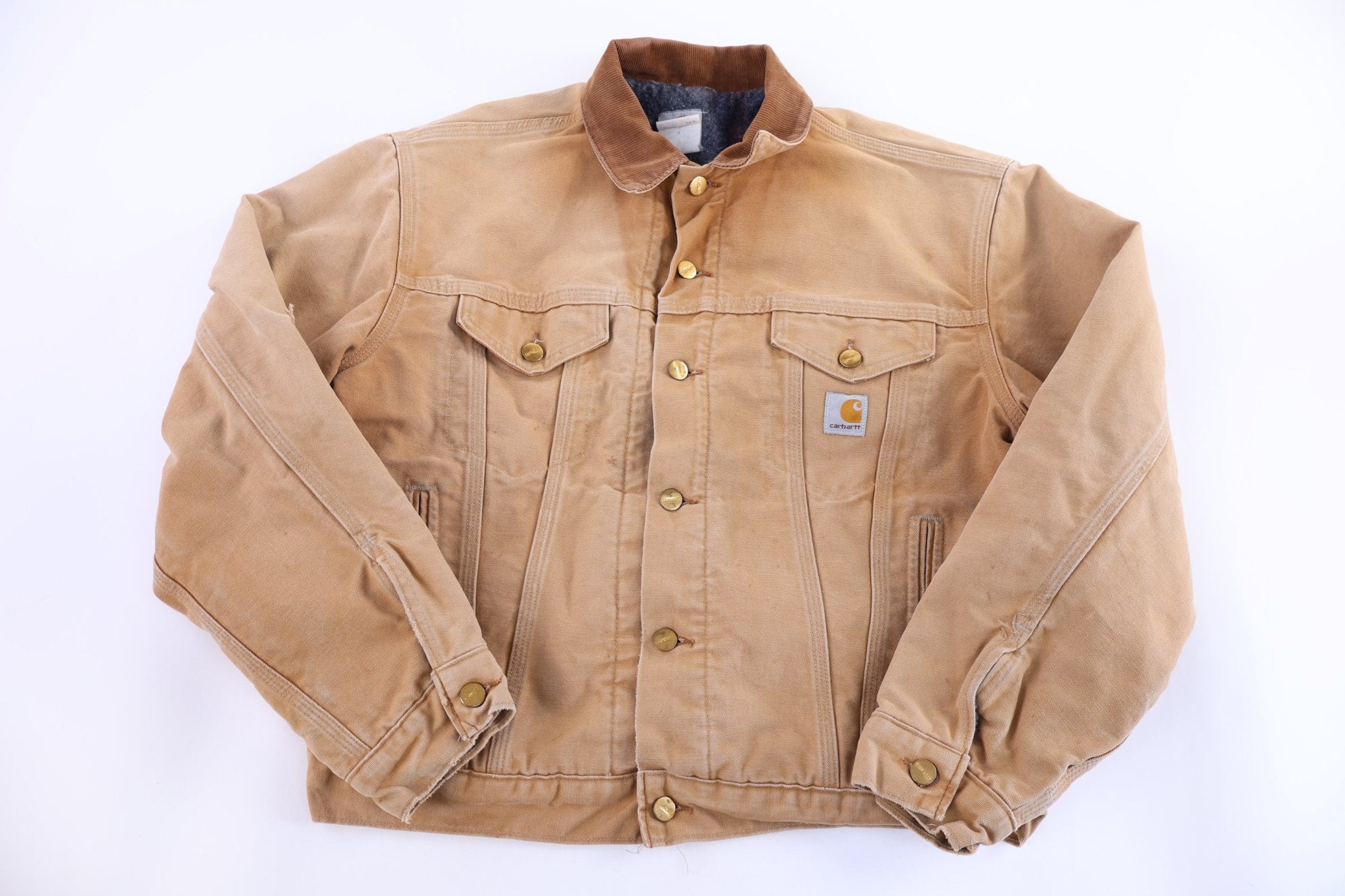 Carhartt Logo Patch Tan Blanket Lined Jacket - Jacket - Thrifted Threads