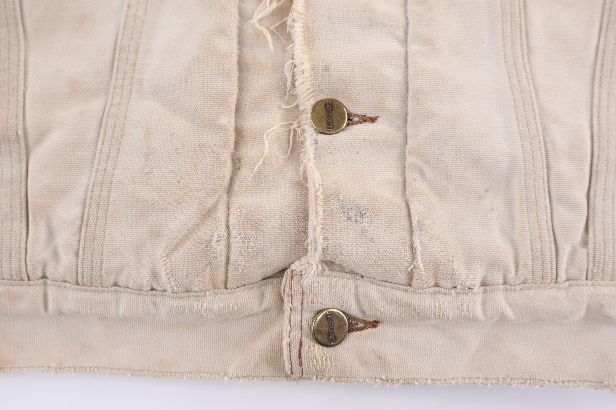 Carhartt Logo Patch Tan Blanket Lined Trucker Jacket - Jacket - Thrifted Threads