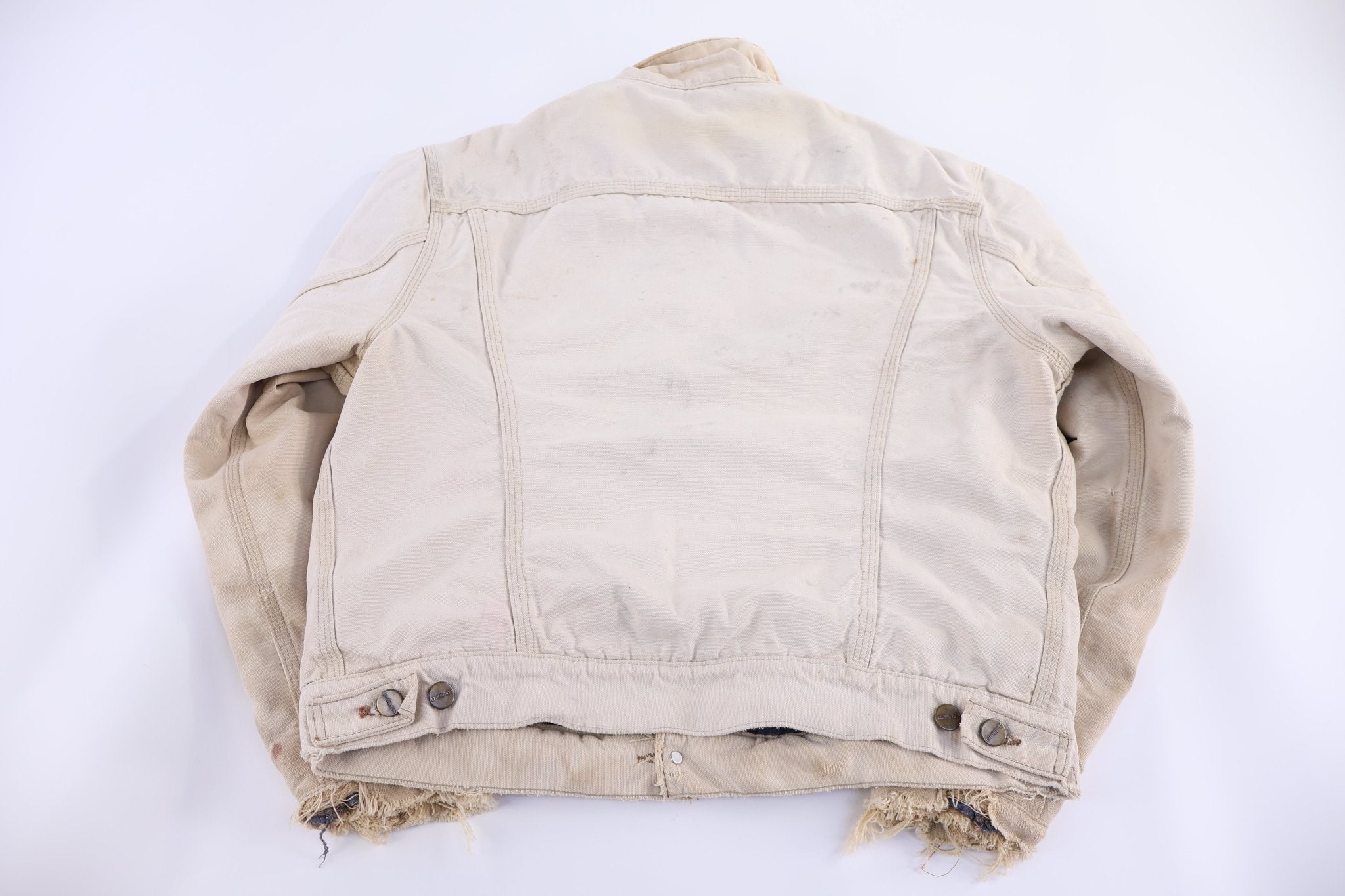 Carhartt Logo Patch Tan Blanket Lined Trucker Jacket - Jacket - Thrifted Threads