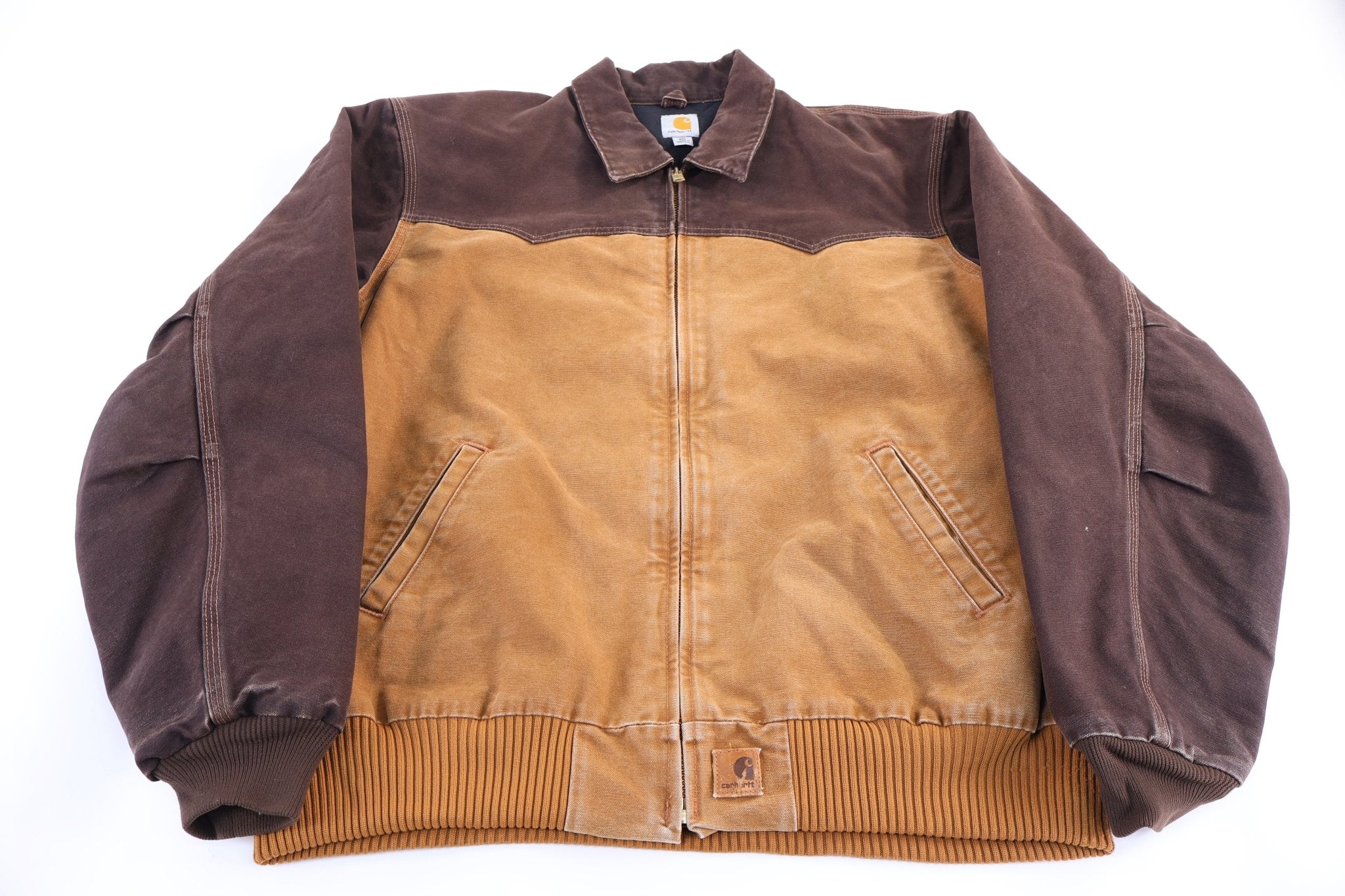 Carhartt Logo Patch Tan & Brown Santa Fe Jacket - Jacket - Thrifted Threads